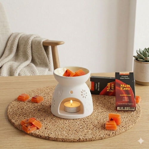 MeltEaze Wax Melts Carnelian Fire Spiced Orange with Carnelian gemstones