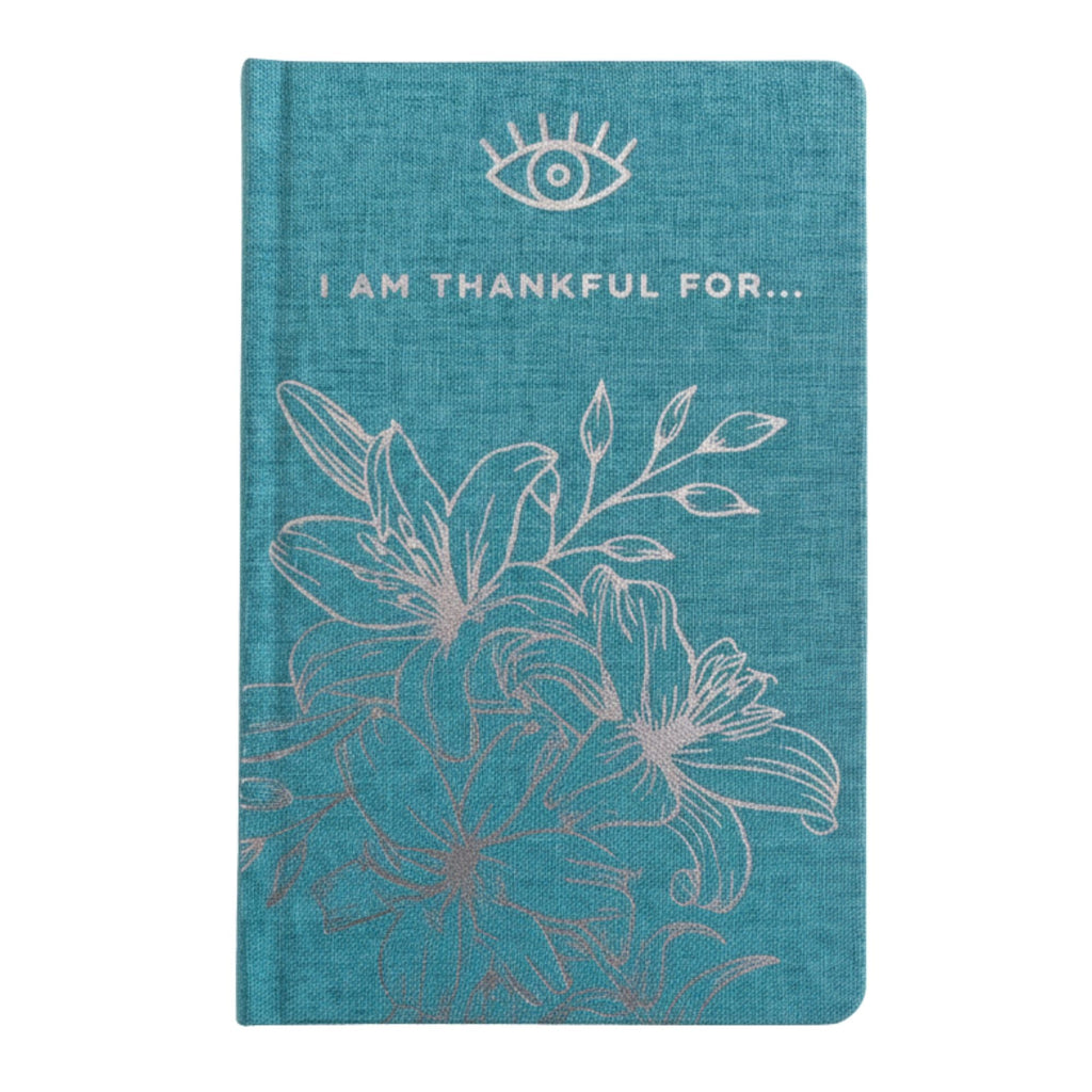 Blue gratitude journal with silver lining – 120‑page mindfulness writing notebook