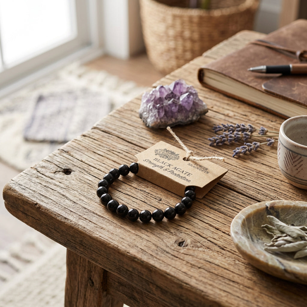 Black Agate Power Bracelet | CardsAmoreStore