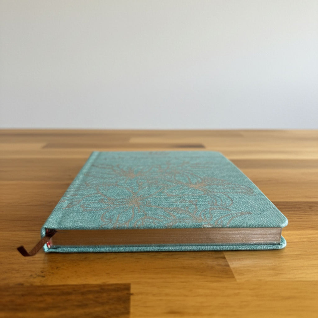 Blue gratitude journal with silver lining – 120‑page mindfulness writing notebook