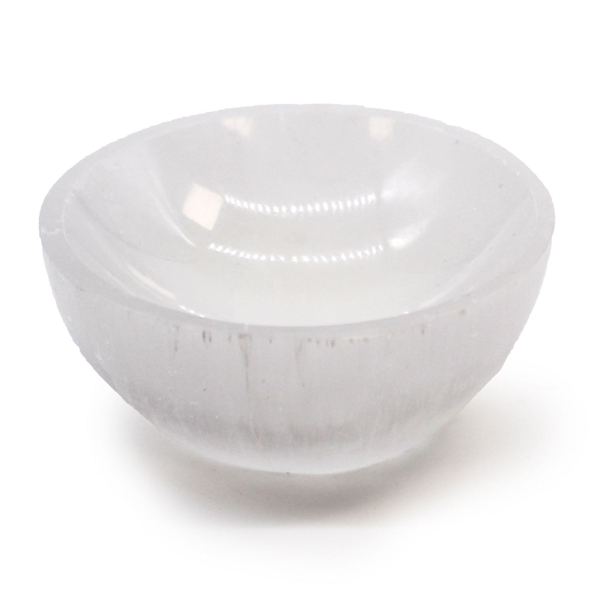 Natural selenite round bowl – 8 cm white crystal cleansing dish