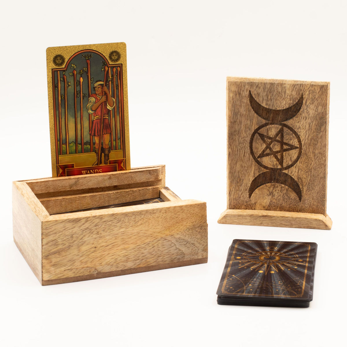 Mango Wood Tarot Card Box with Card Holder | CardsAmoreStore
