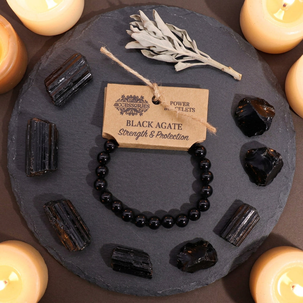 Black Agate Power Bracelet | CardsAmoreStore