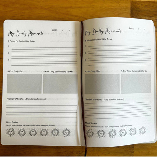 Ivory gratitude journal with gold lining – mindfulness notebook for daily reflection