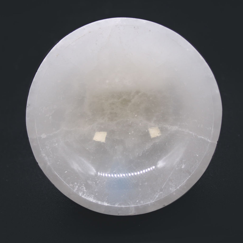 Natural selenite round bowl – 8 cm white crystal cleansing dish