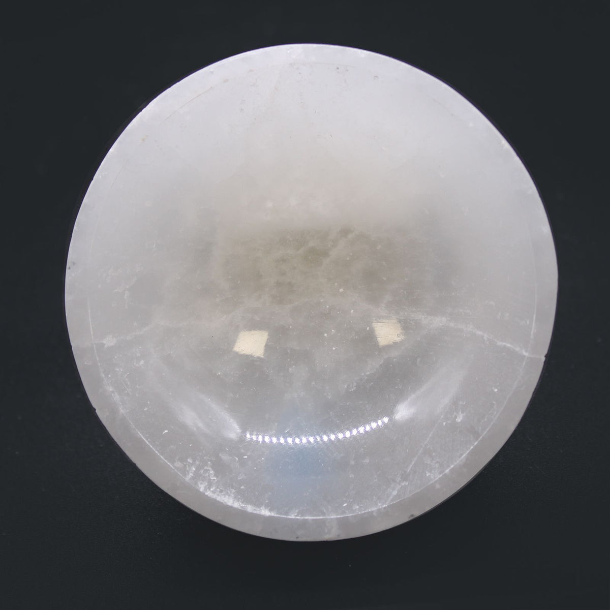 Natural selenite round bowl – 8 cm white crystal cleansing dish