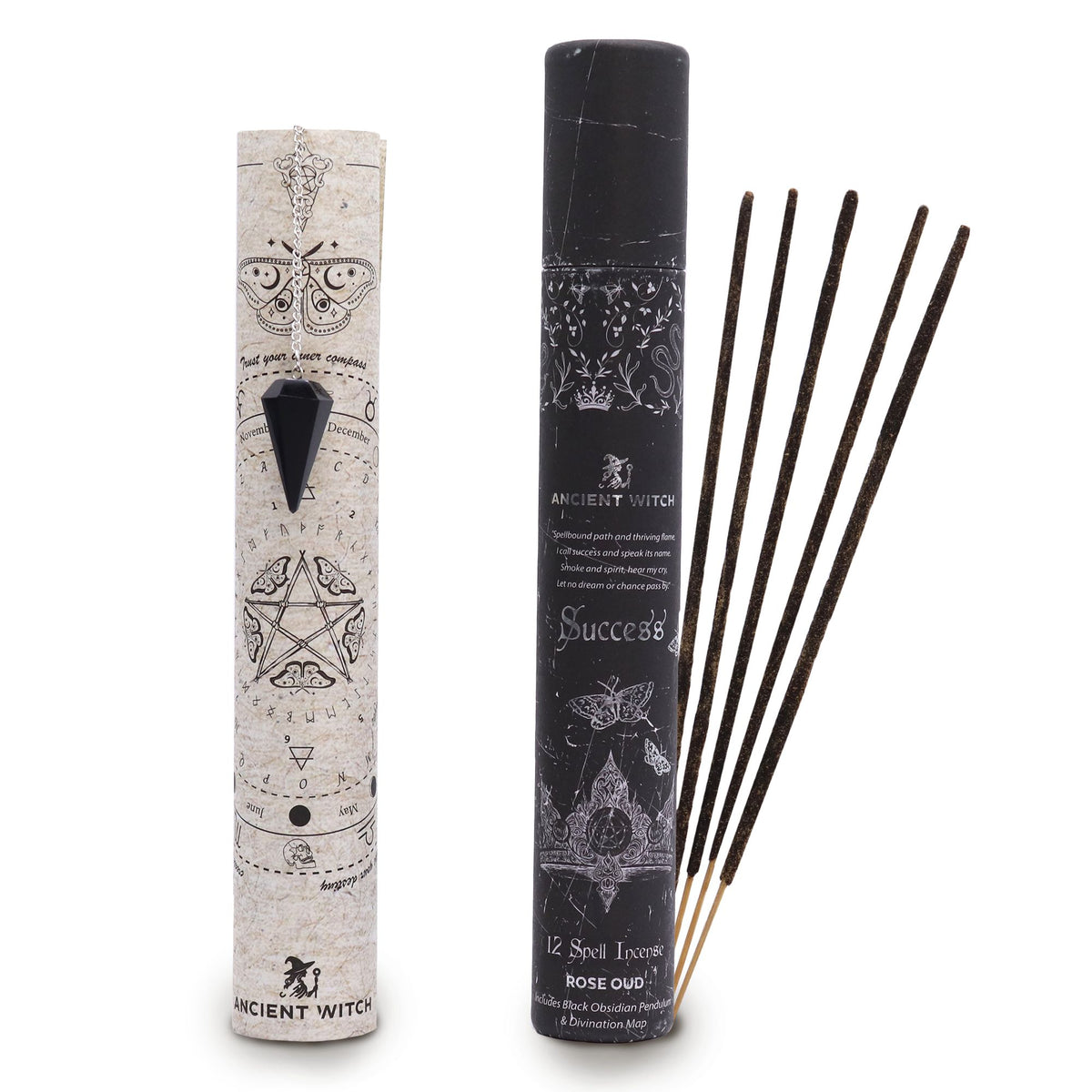 Success witch spell incense with black obsidian pendulum – confidence and achievement ritual