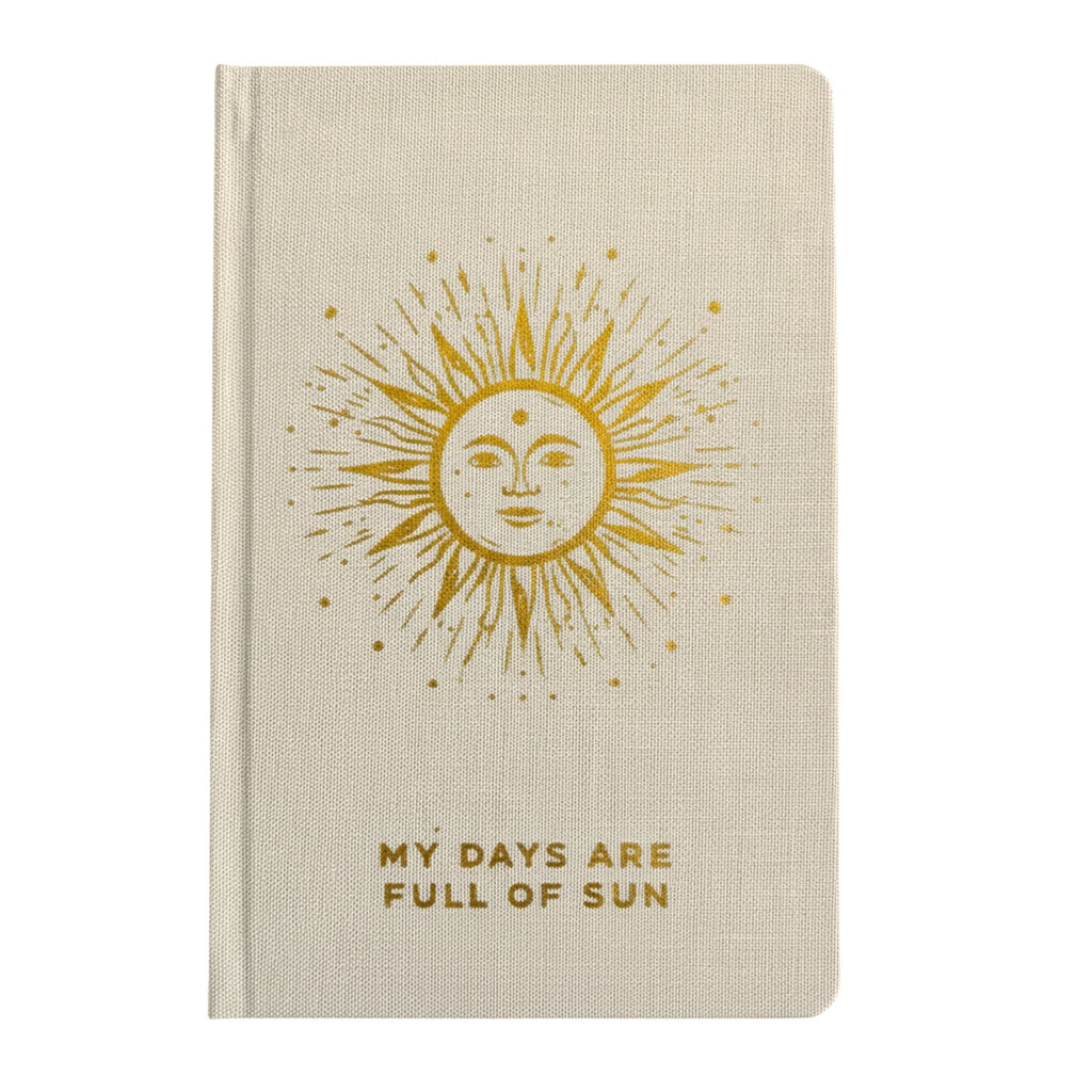 Ivory gratitude journal with gold lining – mindfulness notebook for daily reflection