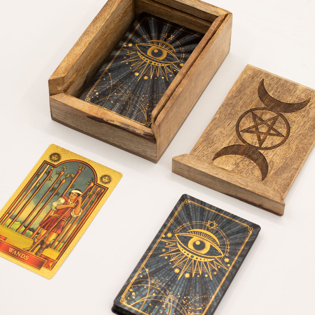 Mango Wood Tarot Card Box with Card Holder | CardsAmoreStore