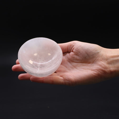 Natural selenite round bowl – 8 cm white crystal cleansing dish