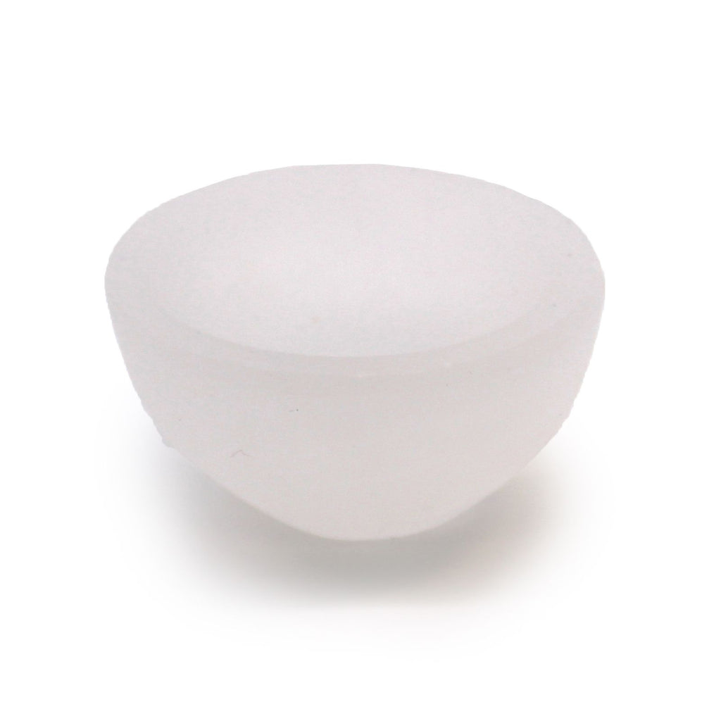 Natural selenite round bowl – 6 cm white crystal cleansing dish
