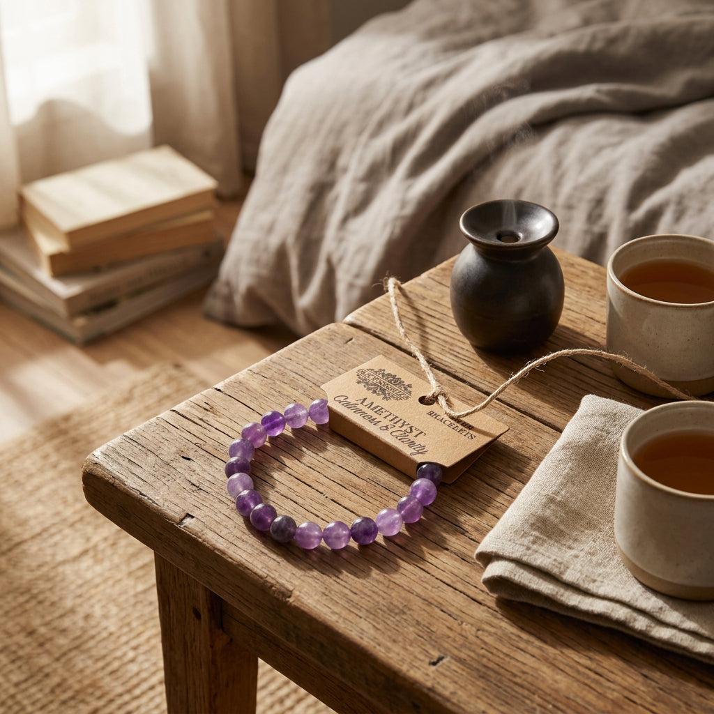 Amethyst power bracelet – purple crystal beads for calm and emotional clarity