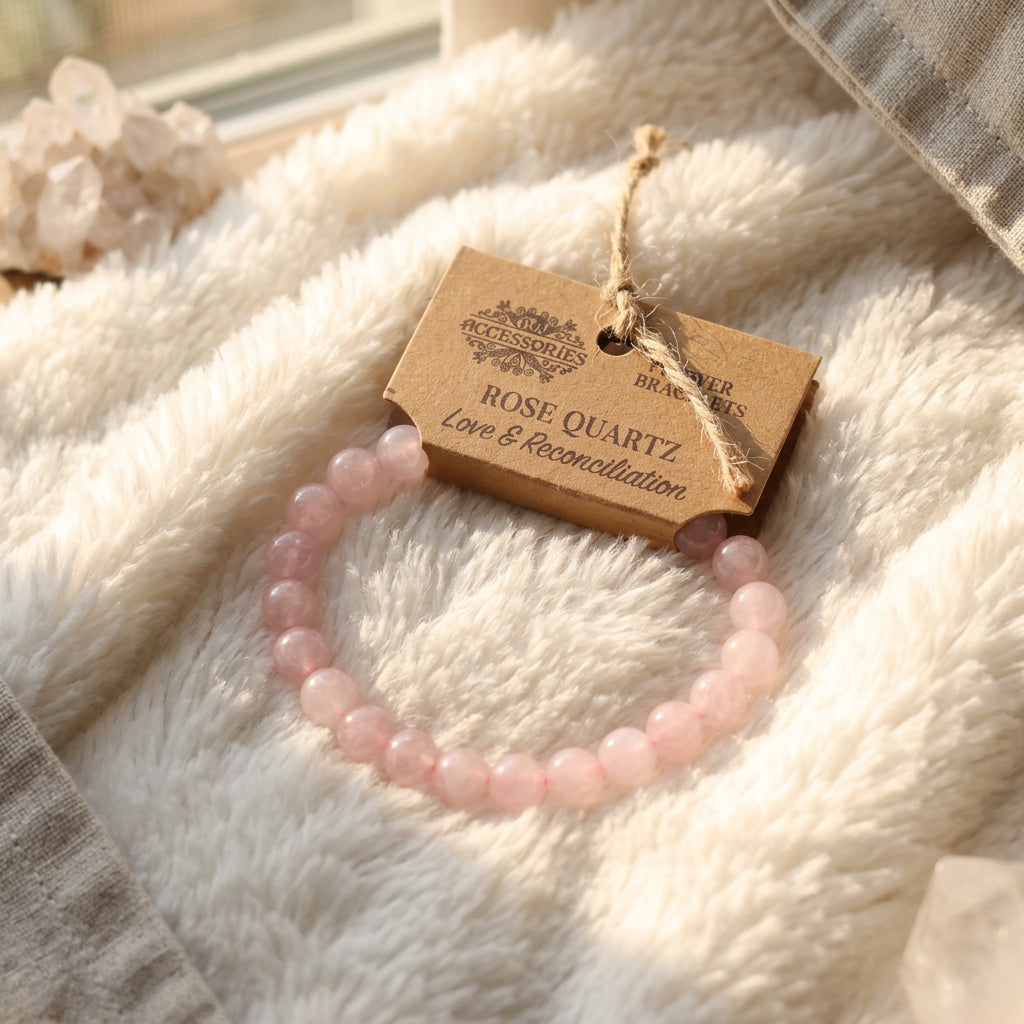 Rose quartz power bracelet – soft pink crystal beads for love and compassion