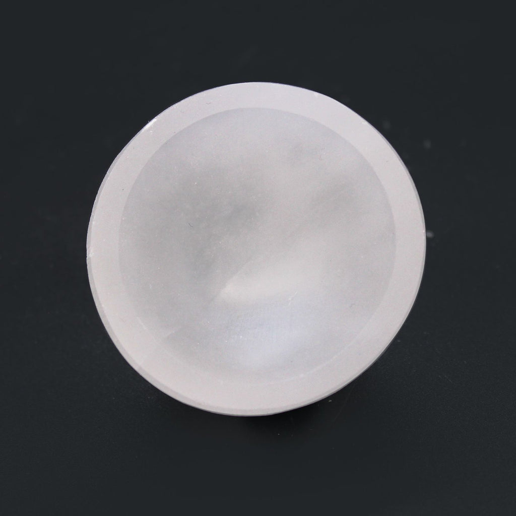 Natural selenite round bowl – 6 cm white crystal cleansing dish