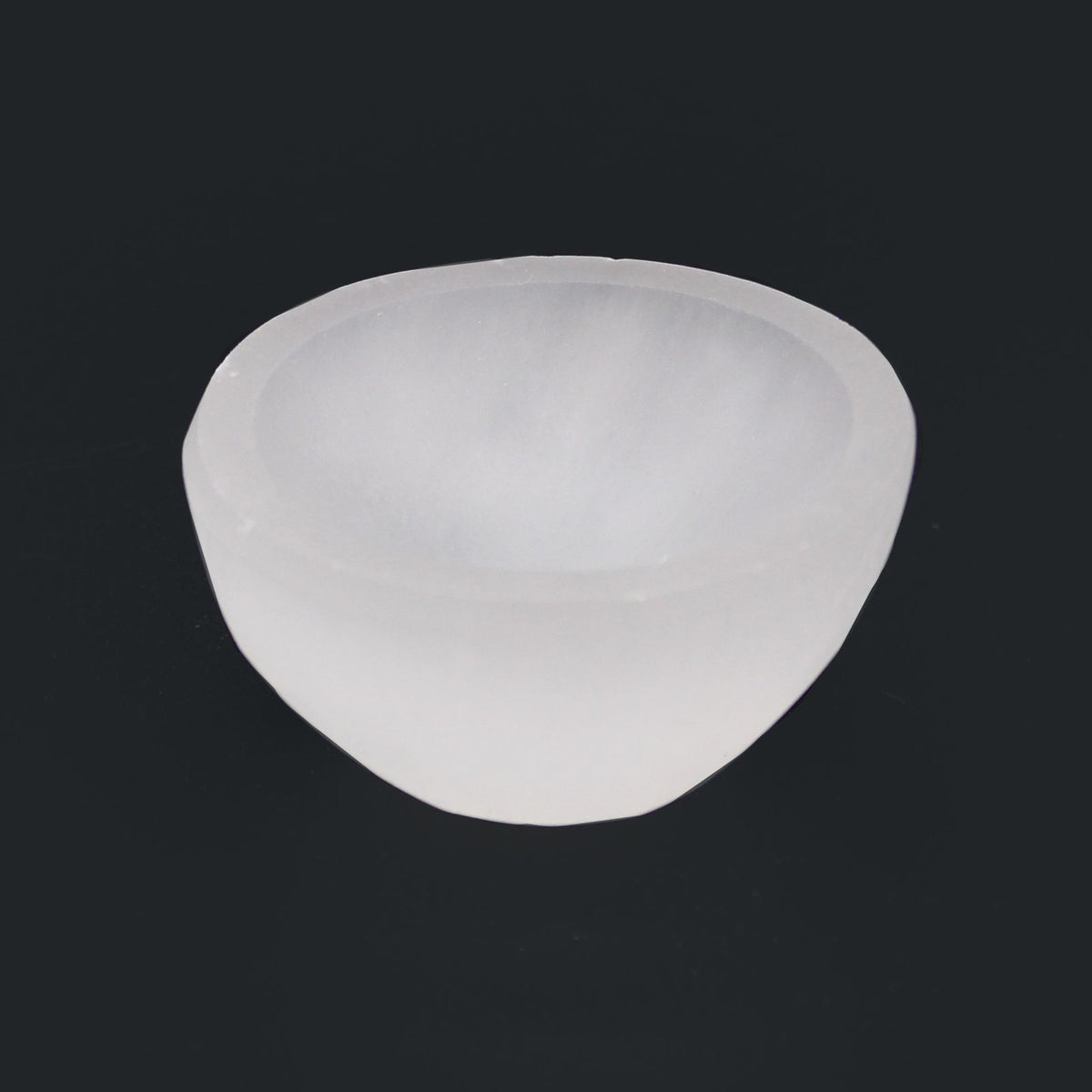 Natural selenite round bowl – 6 cm white crystal cleansing dish