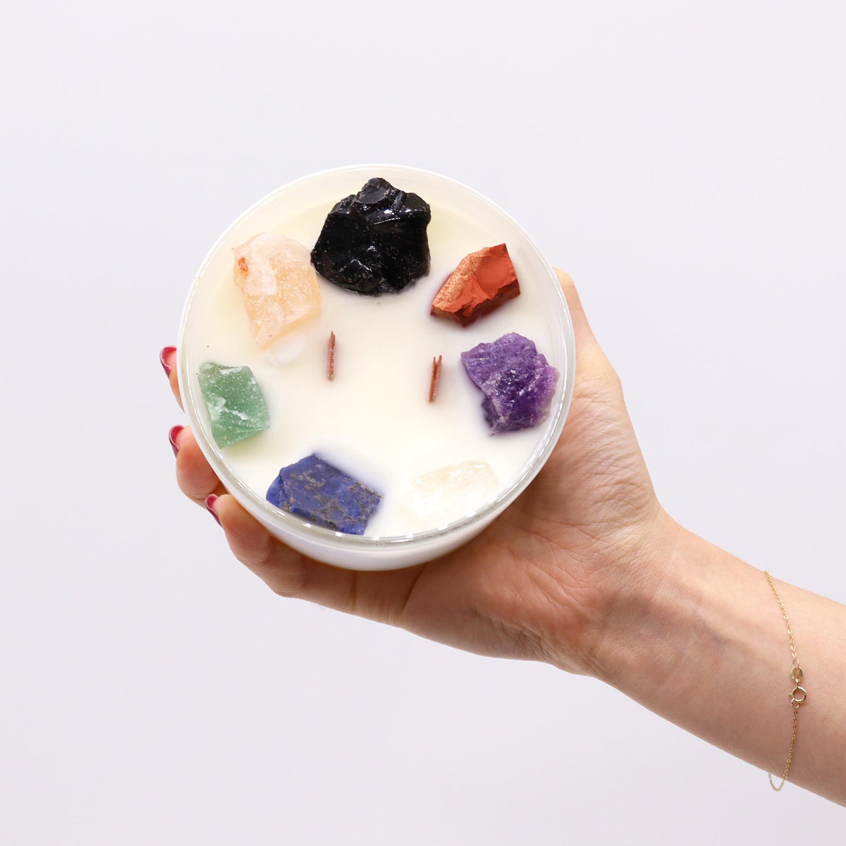 Large Seven Chakra Crystal Candle – Seven Chakra (Harmony) | CardsAmoreStore