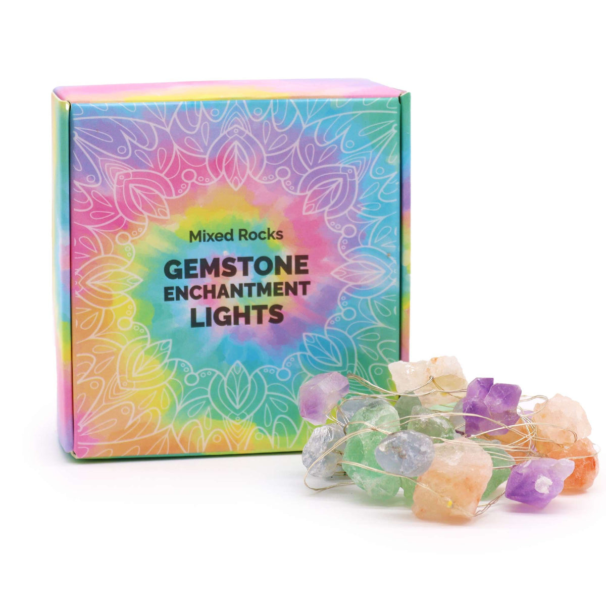 Mixed crystal LED fairy lights – multicolour gemstone string lights for calming décor