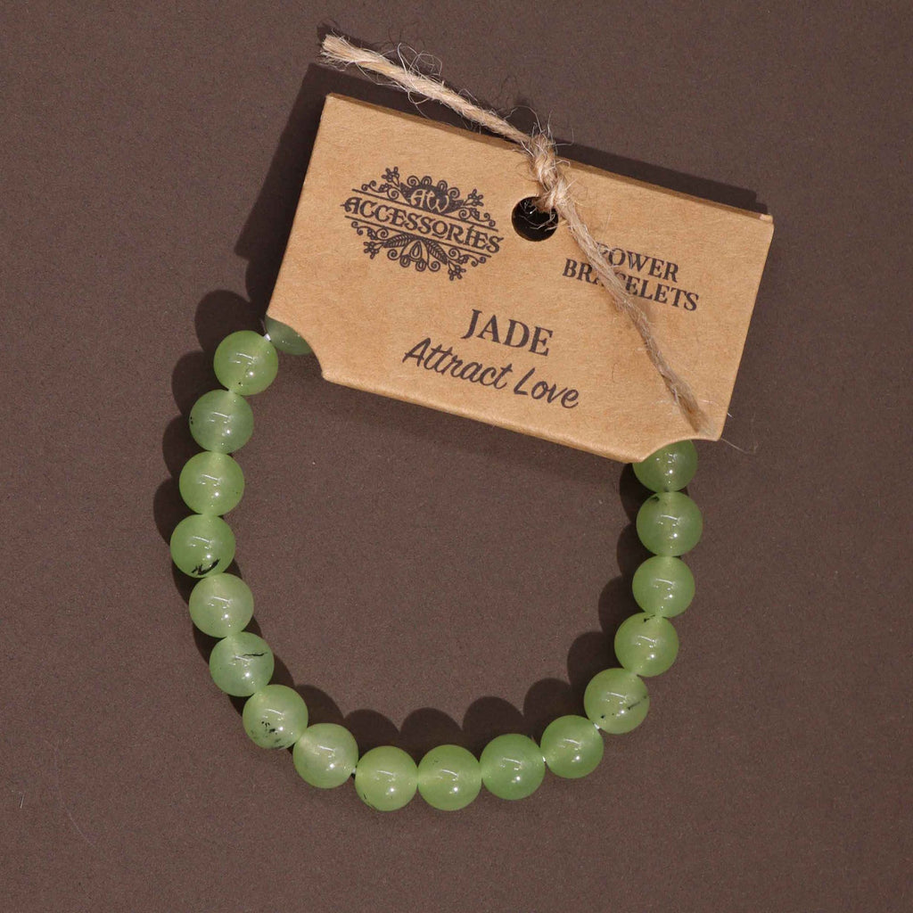 Jade power bracelet – green crystal beads for luck, harmony and wellbeing