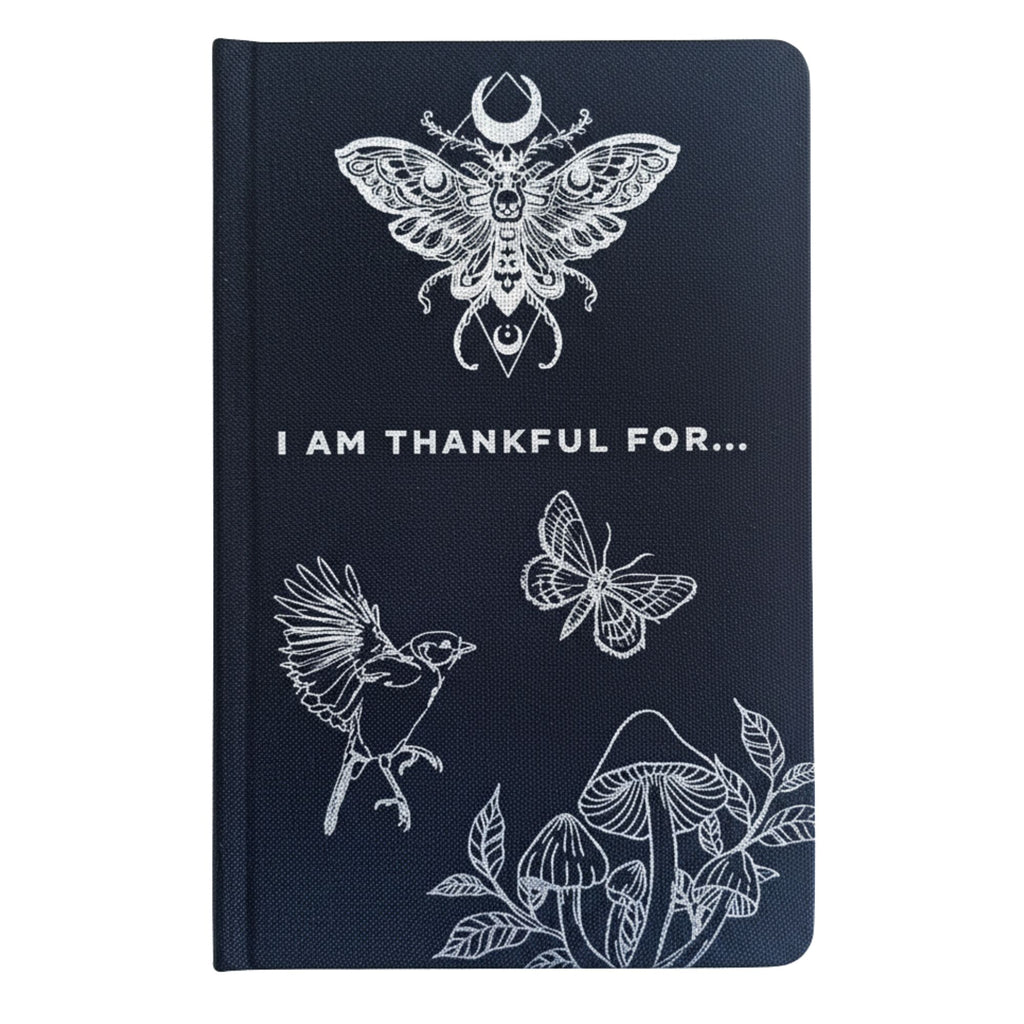 Black gratitude journal with silver lining – 120‑page mindfulness reflection notebook