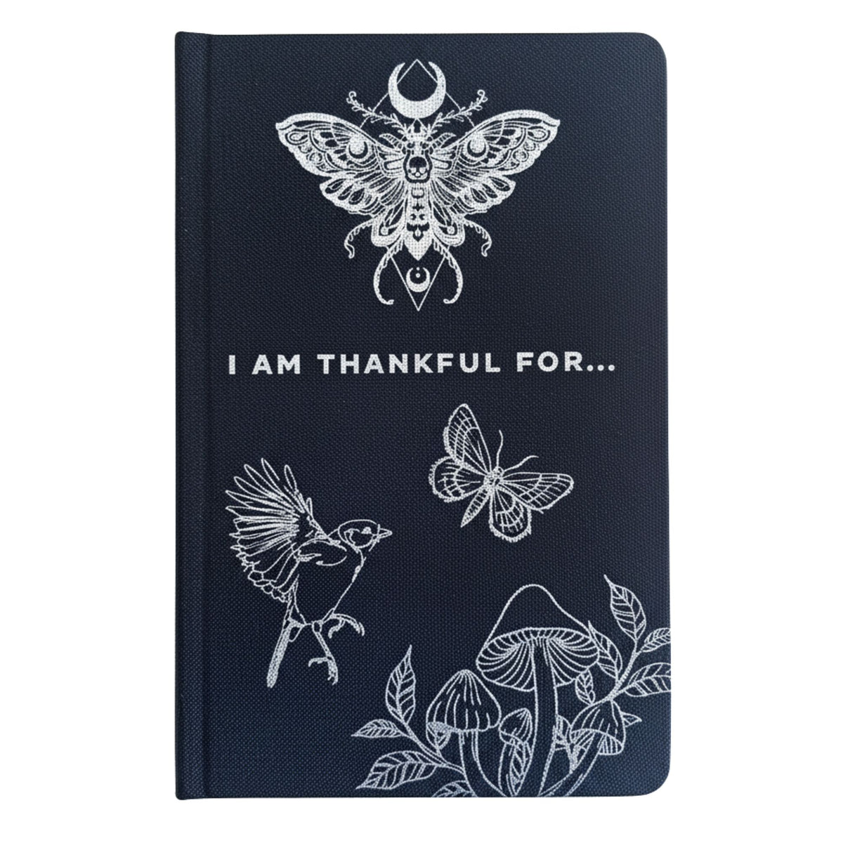 Black gratitude journal with silver lining – 120‑page mindfulness reflection notebook