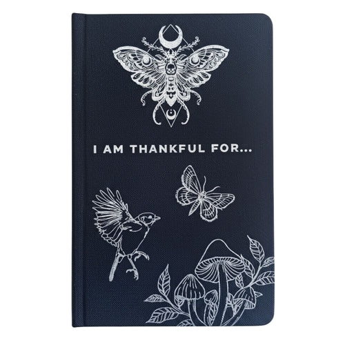 Black gratitude journal with silver lining – 120‑page mindfulness reflection notebook