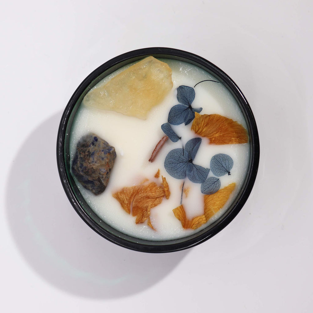 Hop Hare Crystal Magic Flower Candle – The Sun (Citrine & Sodalite Crystal Candle) | CardsAmoreStore
