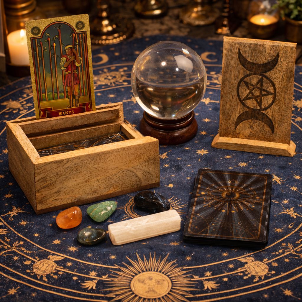 Mango Wood Tarot Card Box with Card Holder | CardsAmoreStore