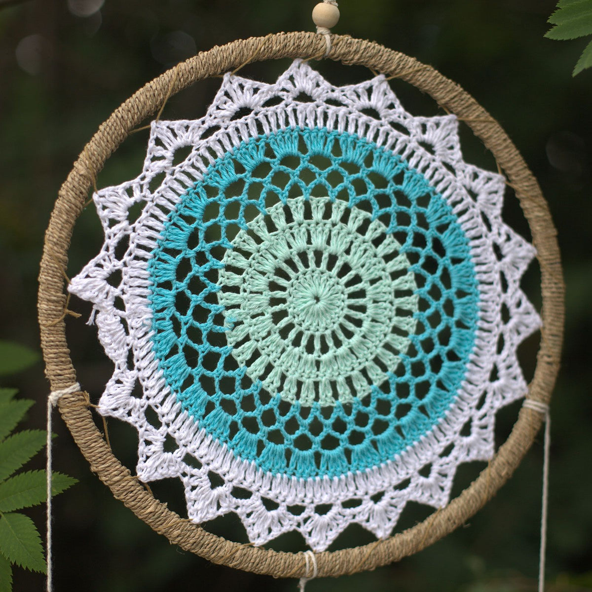 Large turquoise elemental spirits dream catcher – handmade spiritual décor for harmony and protection