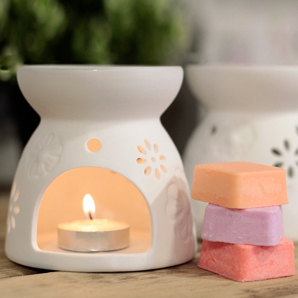 Agnes + Cat Wax Melter with Four Soy Wax Melts – Floral Ceramic Burner | CardsAmoreStore