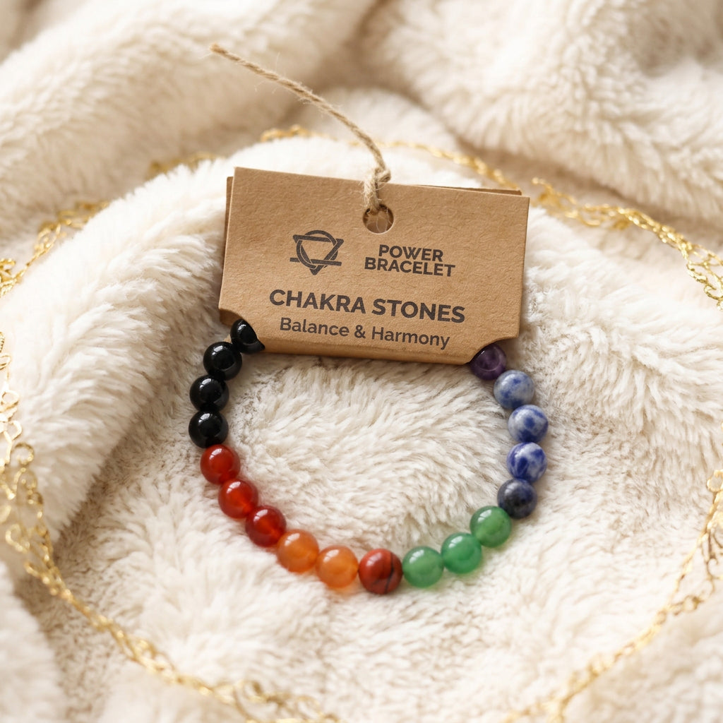 Chakra stones power bracelet – seven‑chakra crystal beads for grounding and balance