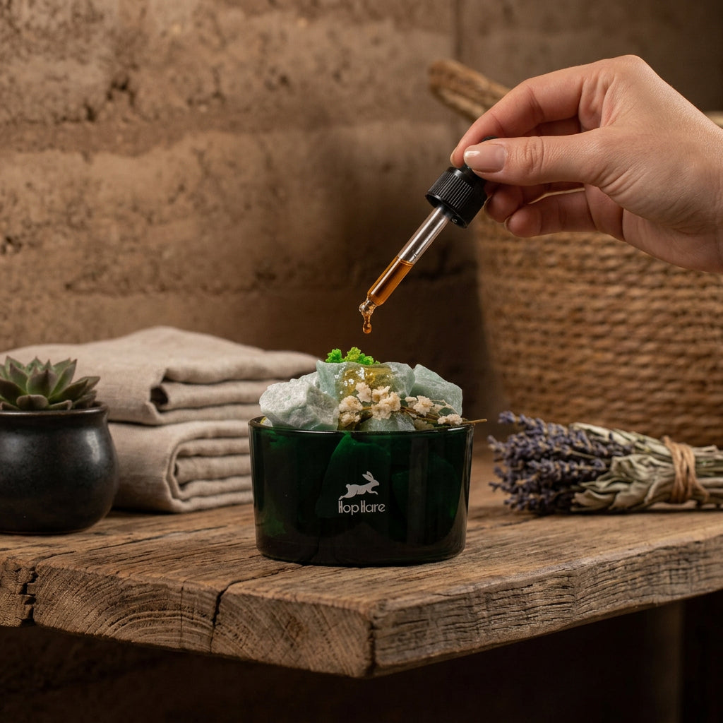 Hop Hare Diffusing Crystals & Floral Set – The Magician (Green Aventurine) | CardsAmoreStore