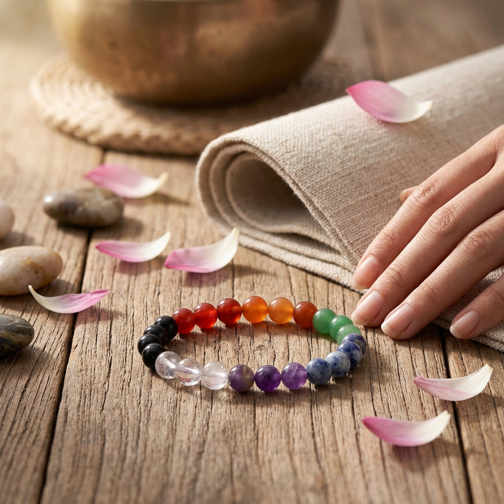 Chakra stones power bracelet – seven‑chakra crystal beads for grounding and balance