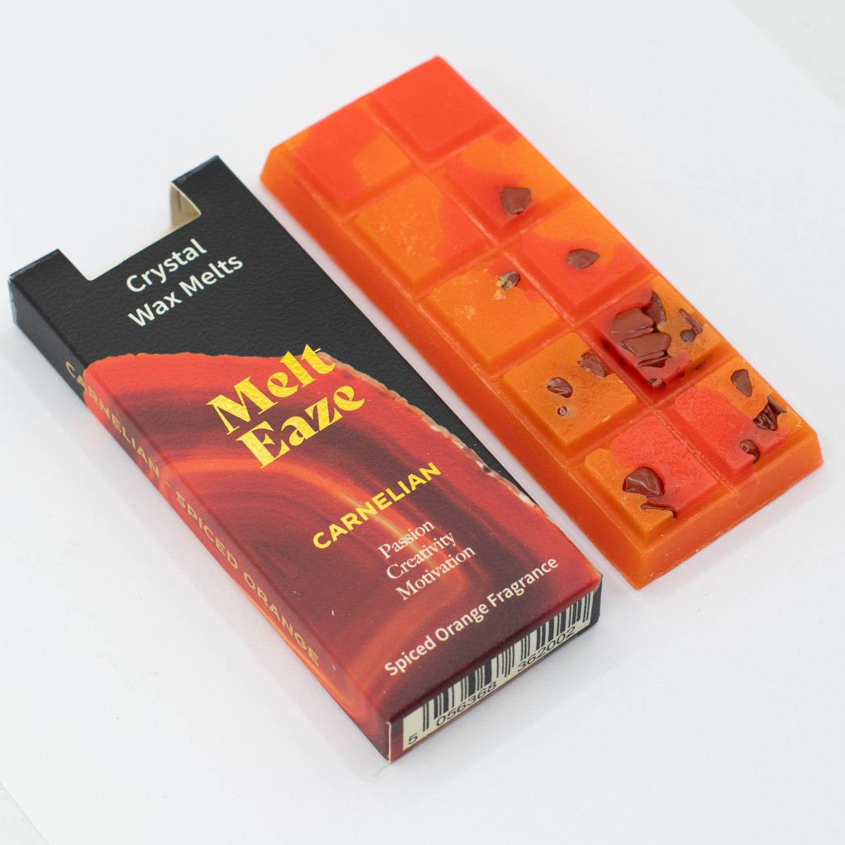 MeltEaze Wax Melts Carnelian Fire Spiced Orange with Carnelian gemstones