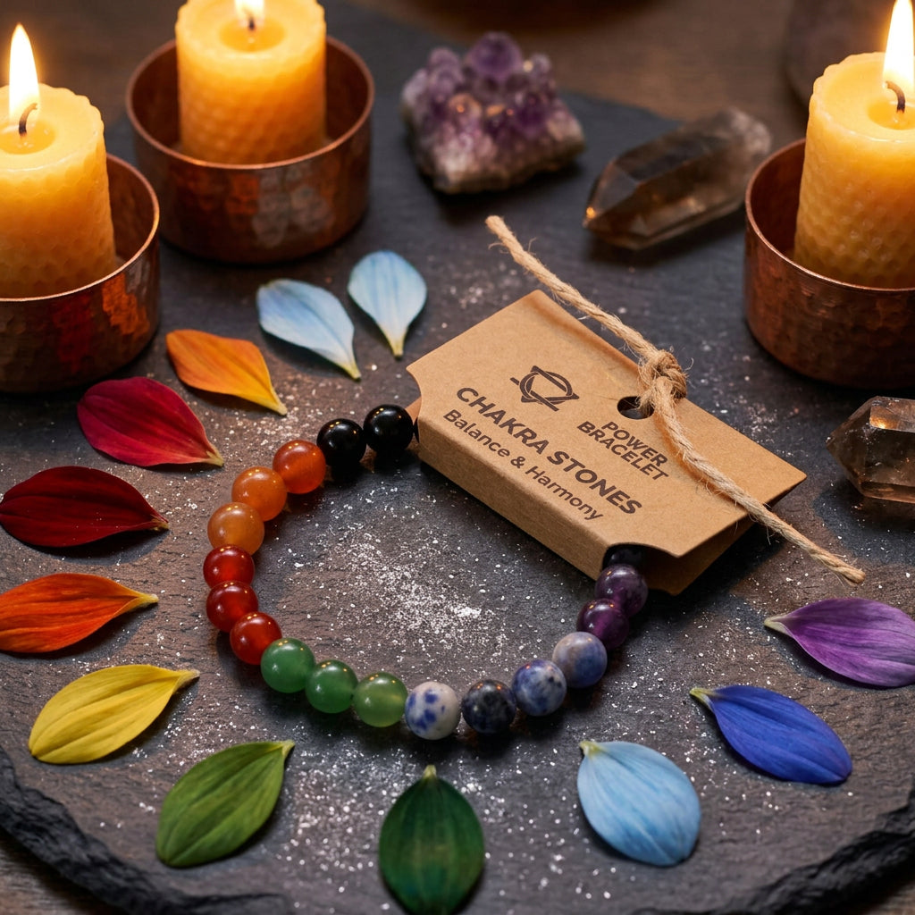 Chakra stones power bracelet – seven‑chakra crystal beads for grounding and balance
