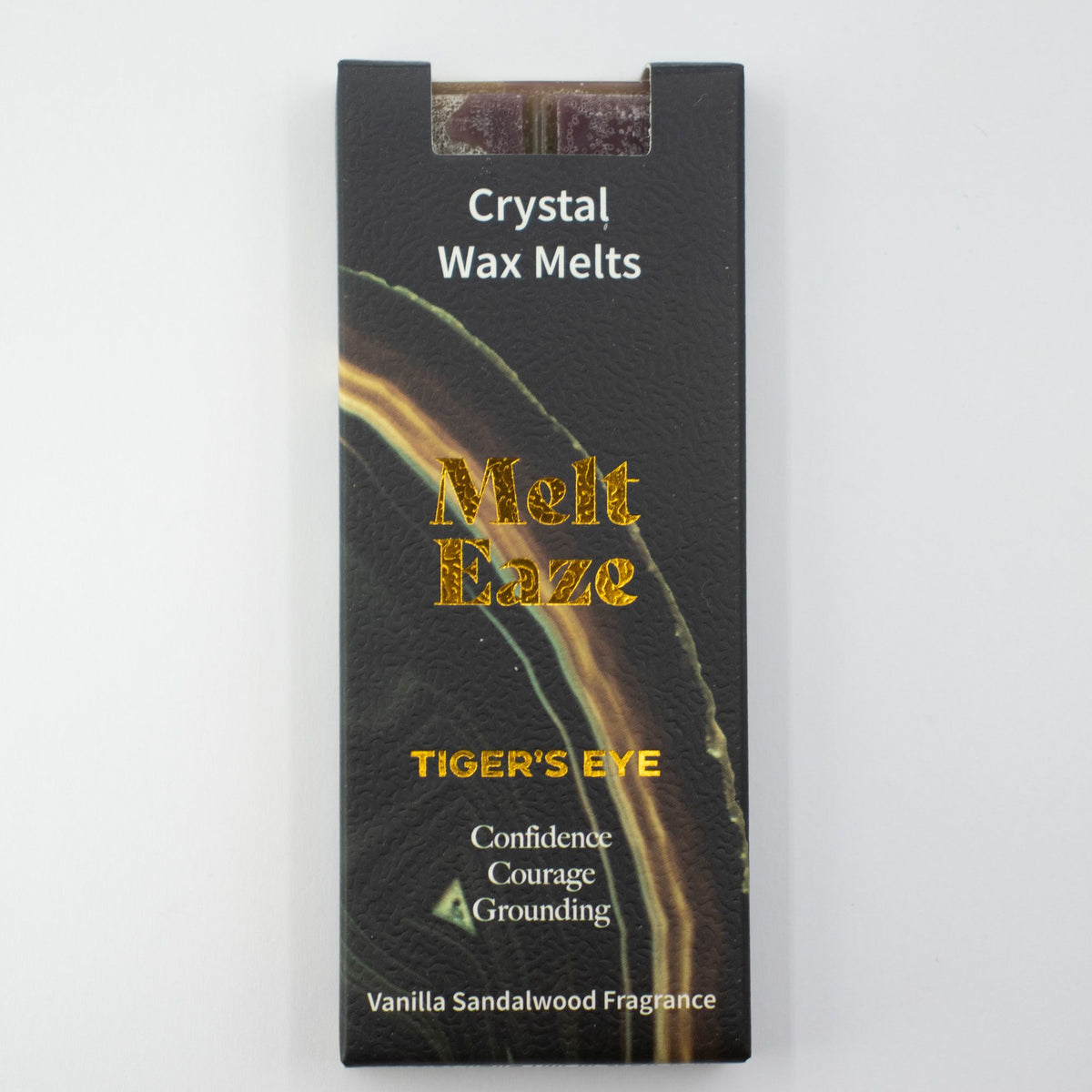 MeltEaze Wax Melts Tigereye Strength Vanilla Sandalwood with Tigereye gemstones