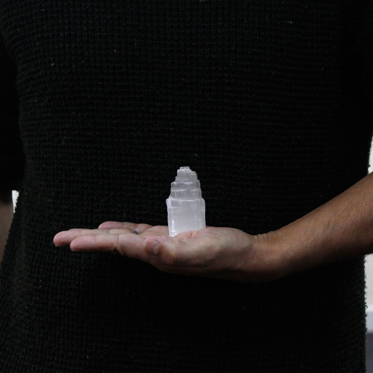 Natural selenite tower crystal – 5 cm polished white cleansing stone