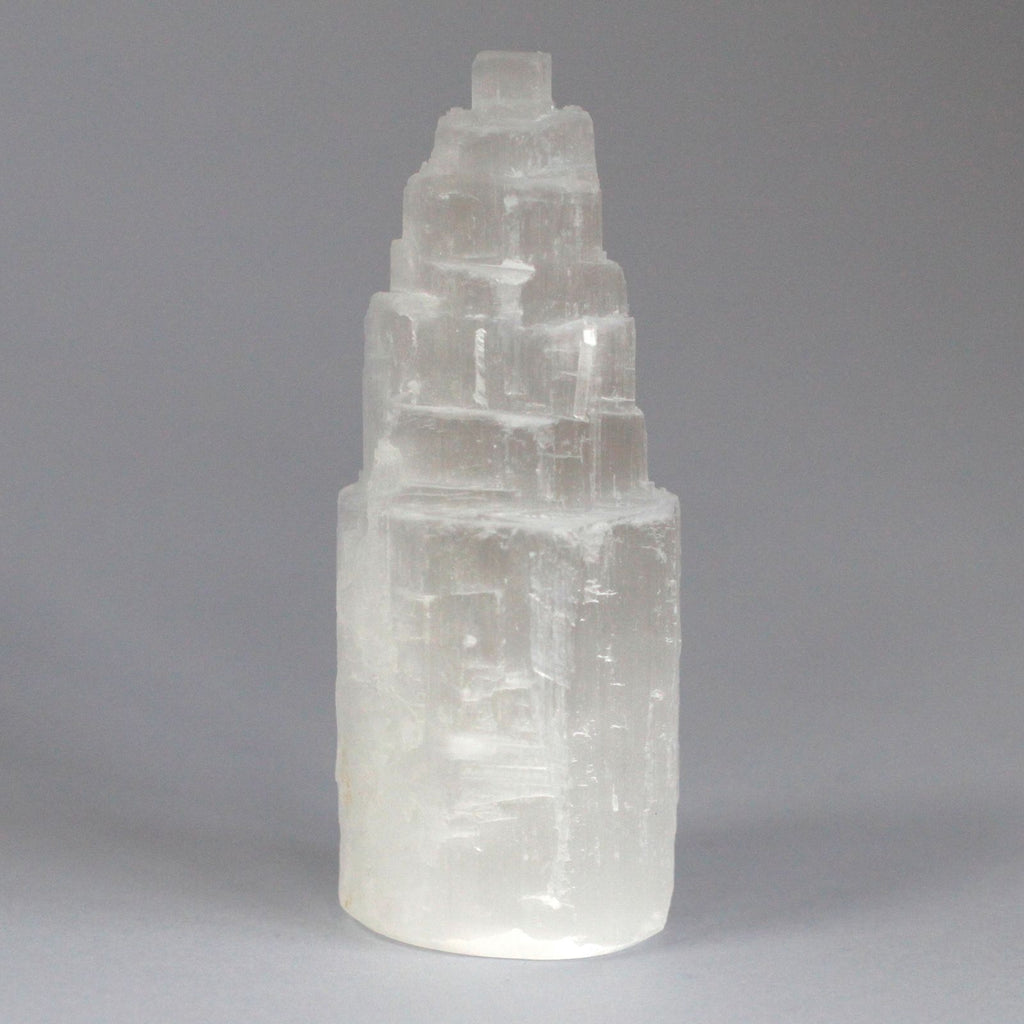 Natural selenite tower crystal – 10 cm polished white cleansing stone