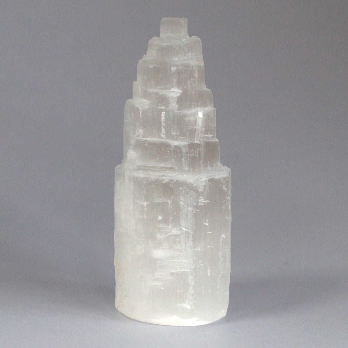 Natural selenite tower crystal – 10 cm polished white cleansing stone