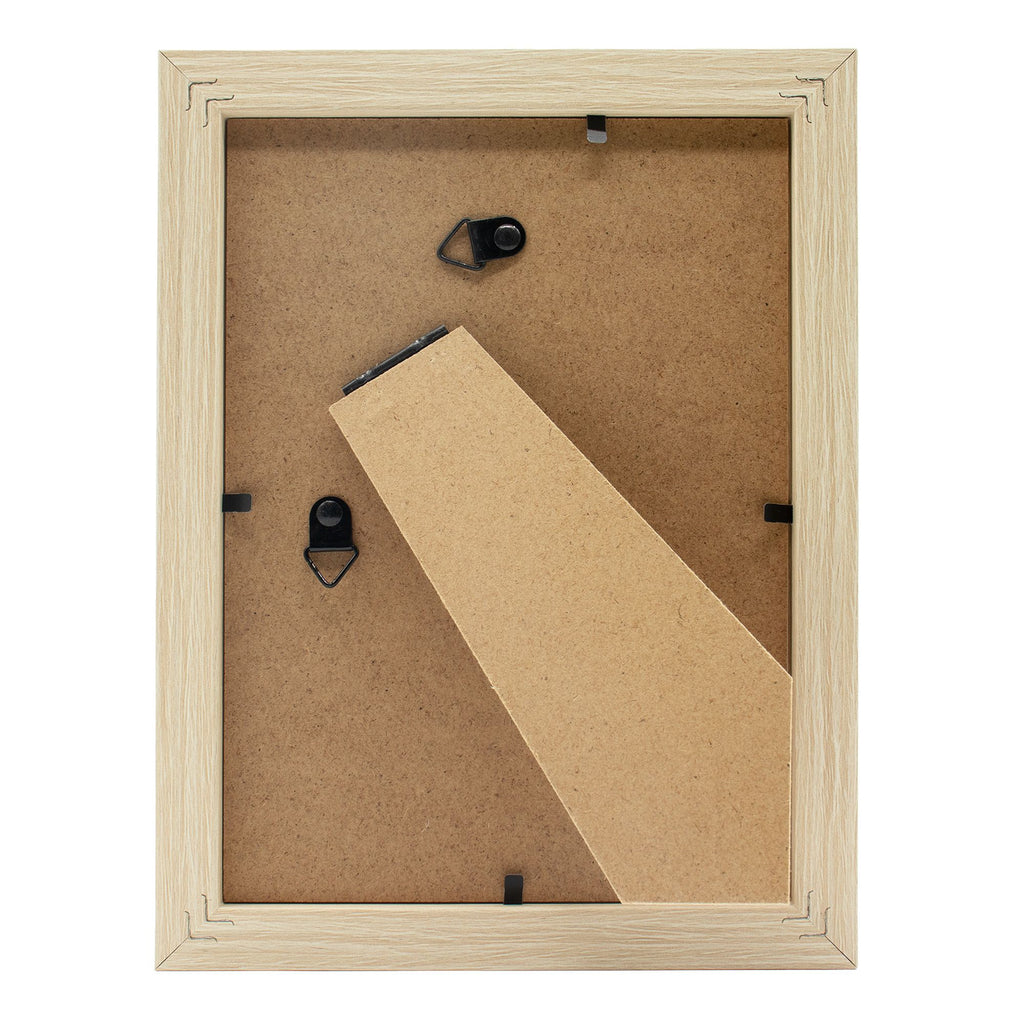 Tree of Life Crystal Art Picture Back view of a wooden picture frame with metal hooks for wall hanging.