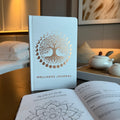 White wellness journal with rose gold tree of life design – 120‑page mindfulness notebook