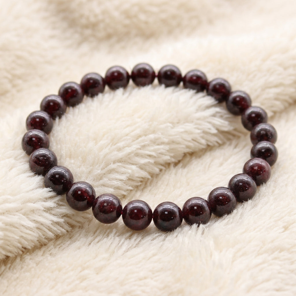 Blood garnet power bracelet – deep red crystal beads for strength and vitality