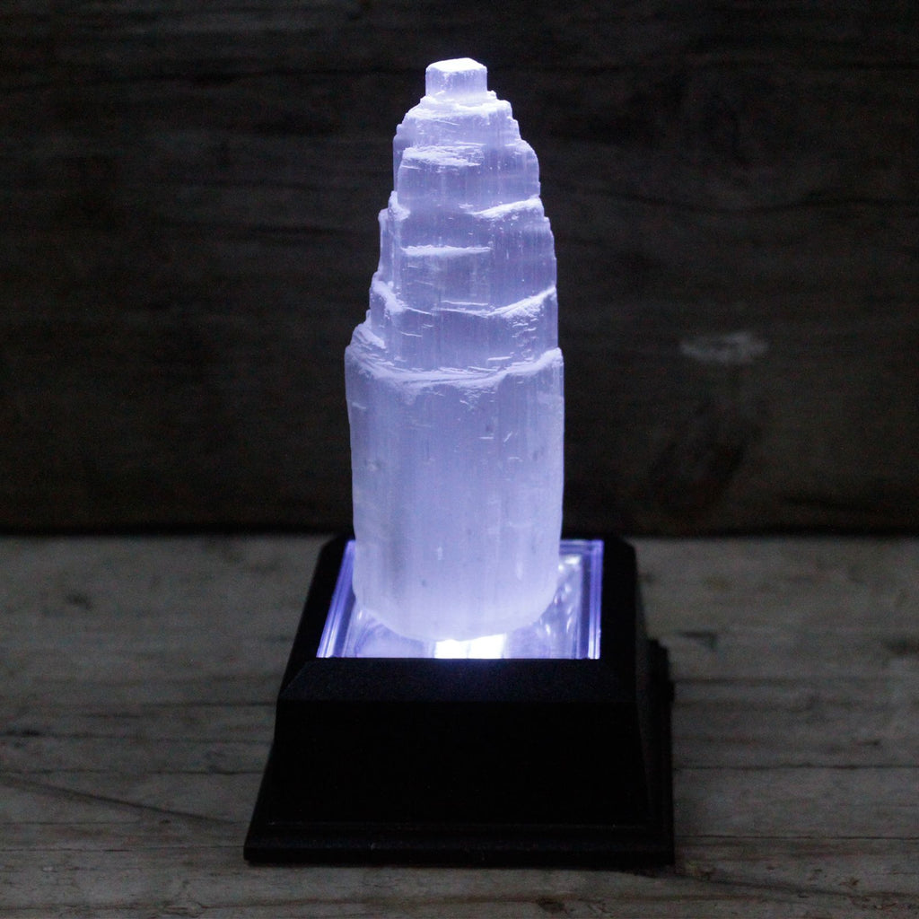 Natural selenite tower crystal – 10 cm polished white cleansing stone