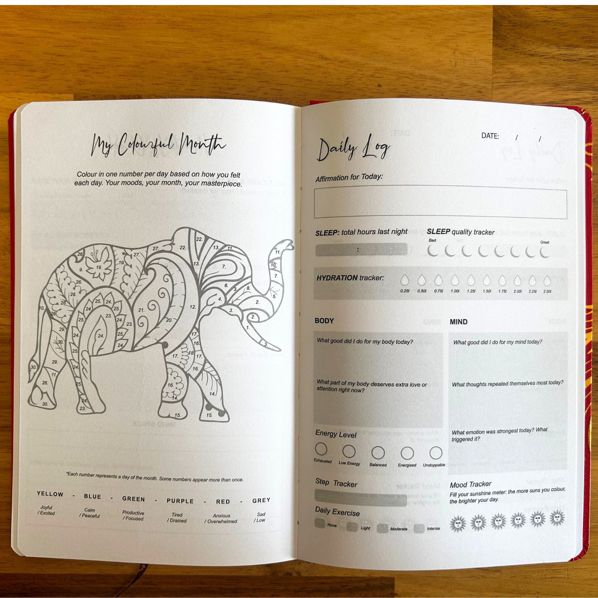 White wellness journal with rose gold tree of life design – 120‑page mindfulness notebook