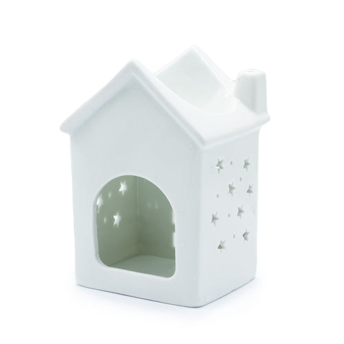 Cosy ceramic house‑shaped oil burner for wax melts and fragrance oils