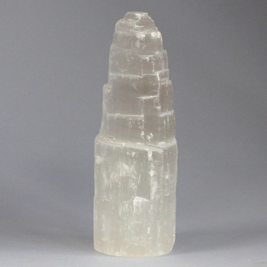 Natural selenite tower crystal – 15 cm polished white cleansing stone