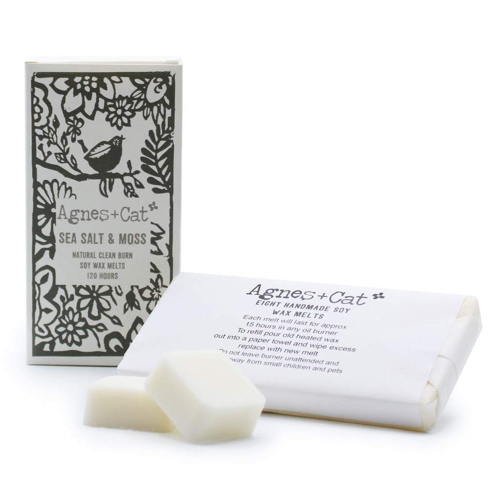 Agnes + Cat soy wax melts – seasalt and moss coastal fresh scent