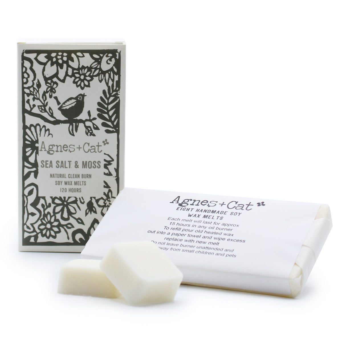 Agnes + Cat soy wax melts – seasalt and moss coastal fresh scent