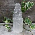 Natural selenite tower crystal – 15 cm polished white cleansing stone