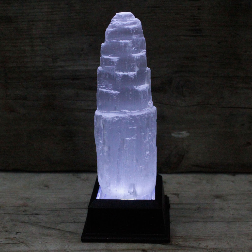 Natural selenite tower crystal – 15 cm polished white cleansing stone