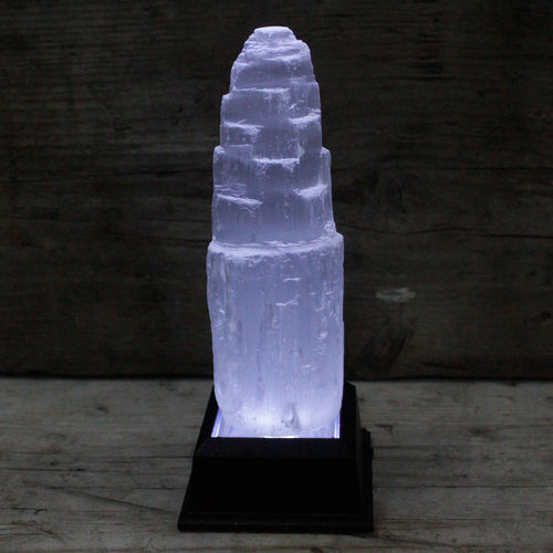 Natural selenite tower crystal – 15 cm polished white cleansing stone